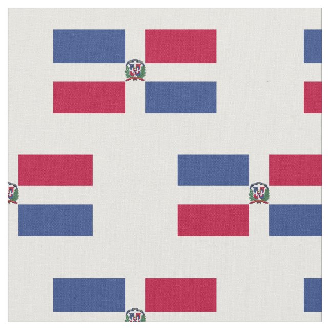 Dominikanska republiken Flagga | Vit bakgrund Tyg (Närbild)