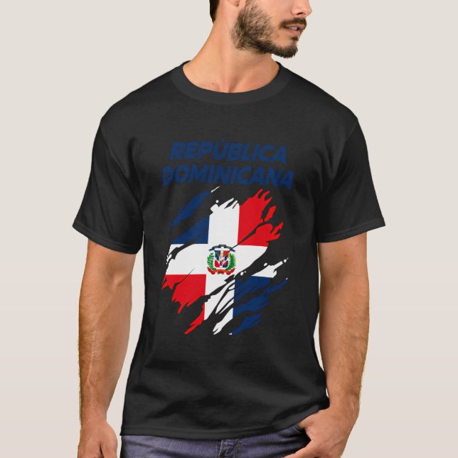 Dominikanska republiken Fläkt Flagga T Shirt (Framsida)