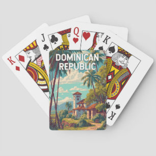 Dominikanska Republiken Illustration Resa Konst Vi Casinokort