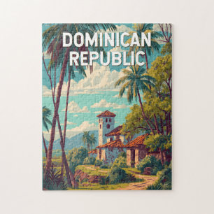 Dominikanska Republiken Illustration Resa Konst Vi Pussel