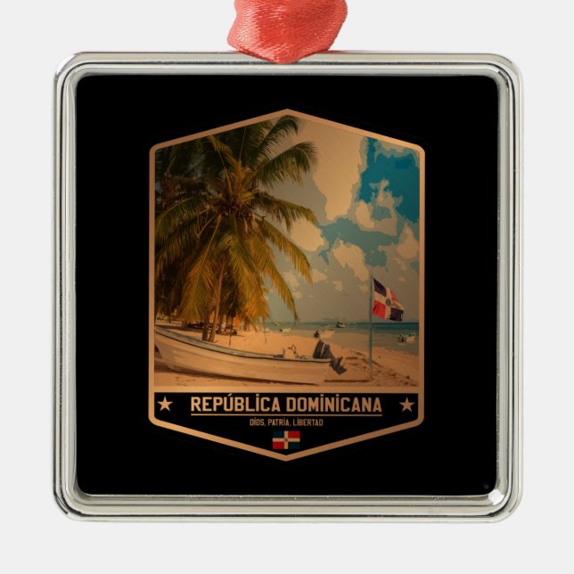 Dominikanska republiken julgransprydnad metall (Framsidan)
