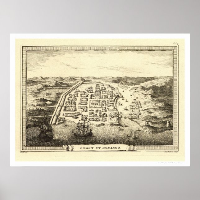 Dominikanska republiken Karta, ingiven av C.F. Fri Poster (Framsidan)