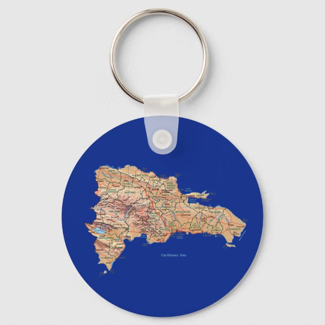 Dominikanska republiken Karta Keychain Nyckelring (Framsida)