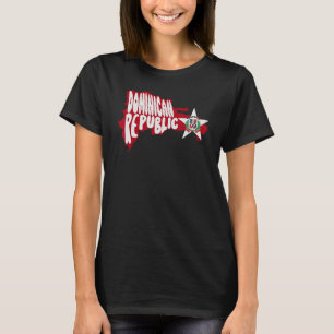 Dominikanska republiken Karta och Flagga Emblem Pl T Shirt