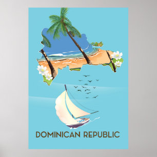 Dominikanska republiken karta Yacht-reseaffisch Poster