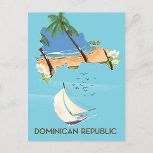Dominikanska republiken karta Yacht-reseaffisch Vykort