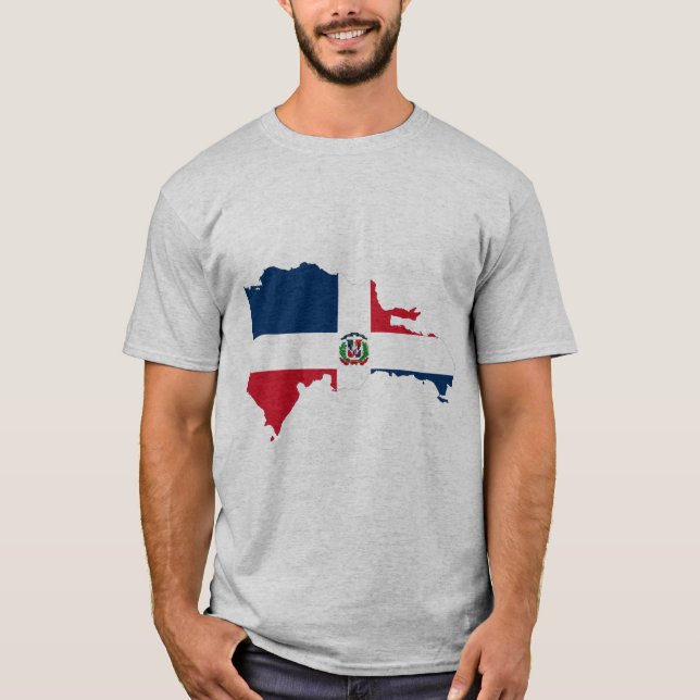 Dominikanska republiken kartlägger flagga tee shirt (Framsida)