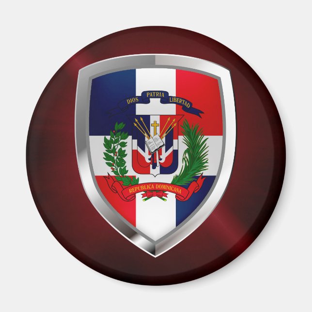 Dominikanska republiken Mettalic Emblem Magnet (Framsidan)