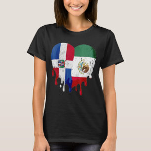 Dominikanska republiken Mexiko Flagga Heart Citize T Shirt