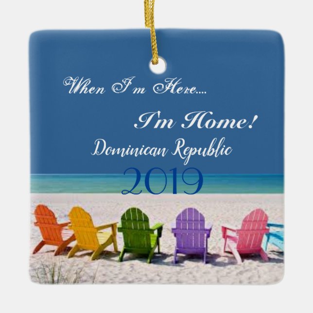 Dominikanska republiken när jag är här hemma..2018 julgransprydnad keramik (Framsida)
