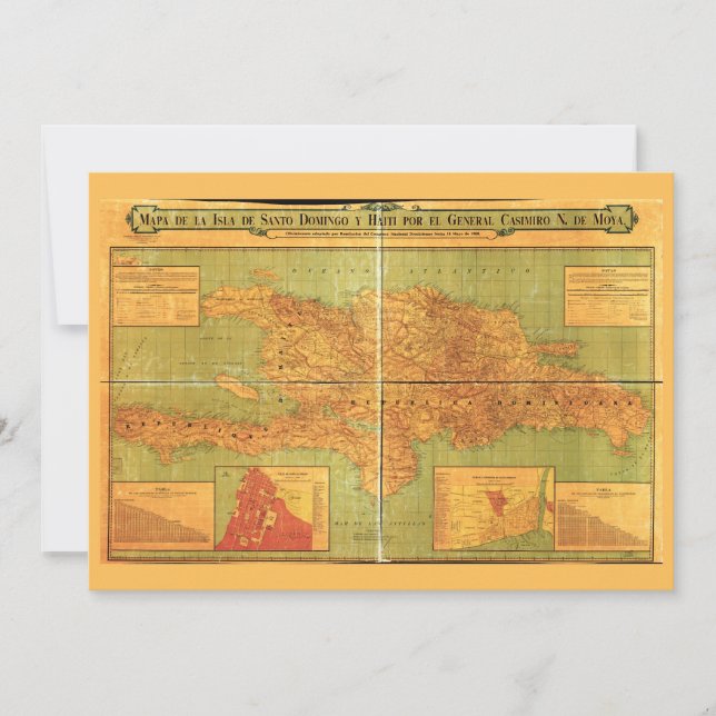 Dominikanska republiken och Haiti Karta (1906) (Framsida)