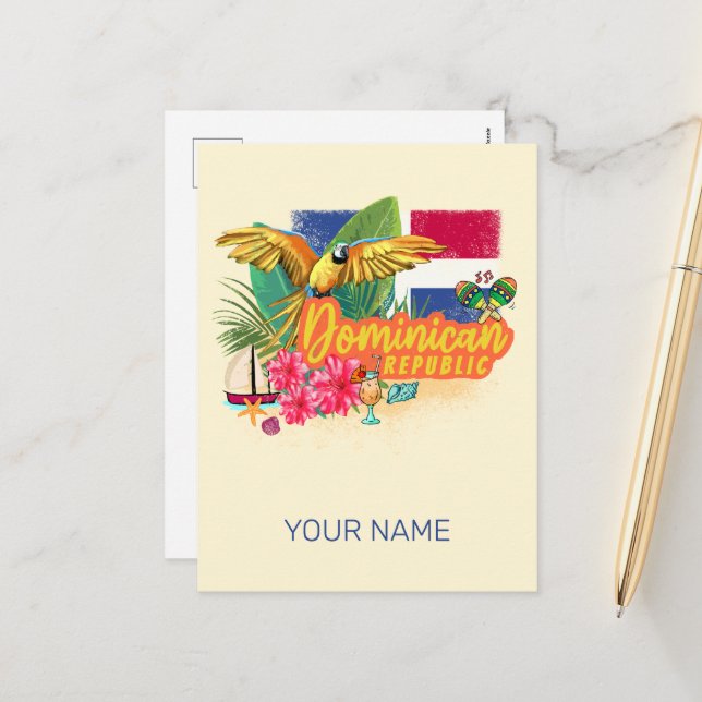 Dominikanska republiken Retro Västindien Parrot Helg Vykort (Fram/Back In Situ)