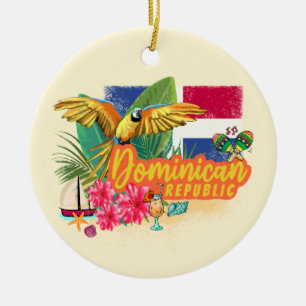 Dominikanska republiken Retro Västindien Parrot Julgransprydnad Keramik
