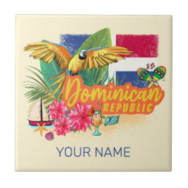 Dominikanska republiken Retro Västindien Parrot Kakelplatta