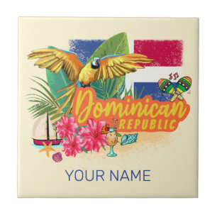 Dominikanska republiken Retro Västindien Parrot Kakelplatta