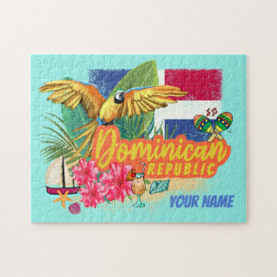 Dominikanska republiken Retro Västindien Parrot Pussel