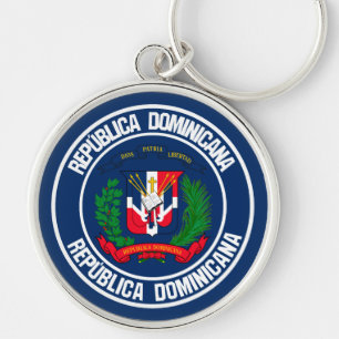 Dominikanska republiken Round Emblem Rund Silverfärgad Nyckelring