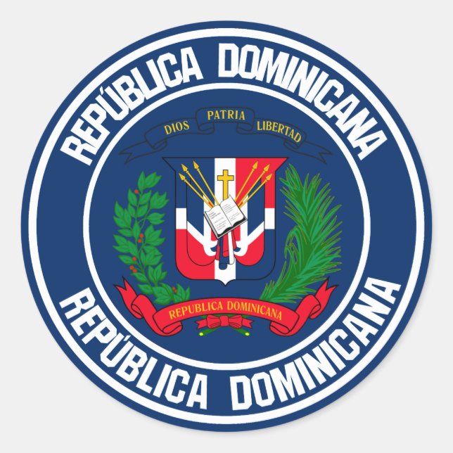 Dominikanska republiken Round Emblem Runt Klistermärke (Framsida)