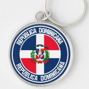 Dominikanska republiken rundar emblemen rund silverfärgad nyckelring