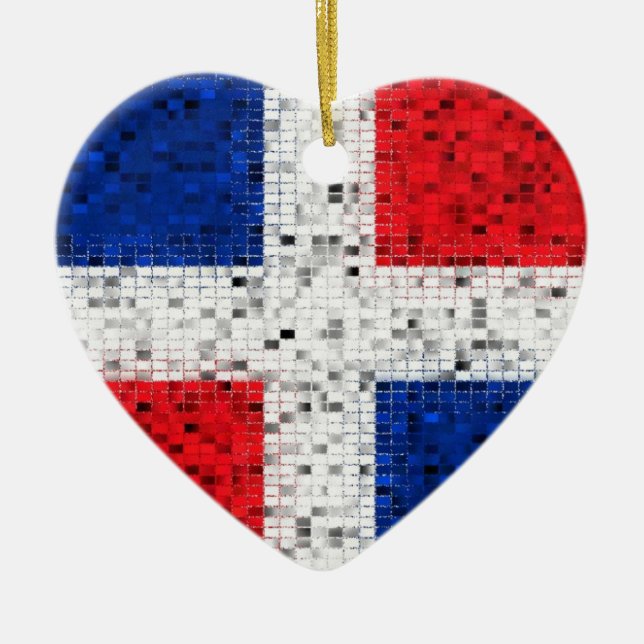 Dominikanska republiken sjunker glitterprydnaden julgransprydnad keramik (Framsidan)