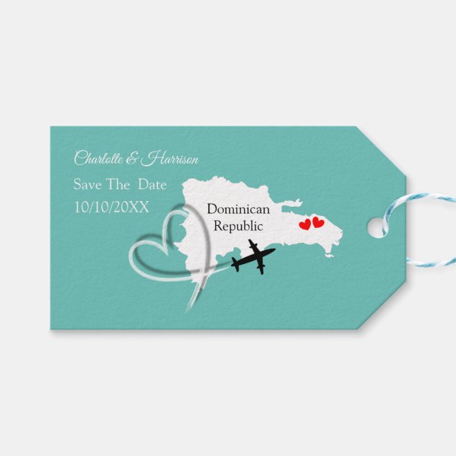 Dominikanska republiken som mål Spara datumet Presentetikett (Framsidan (Horisontell))