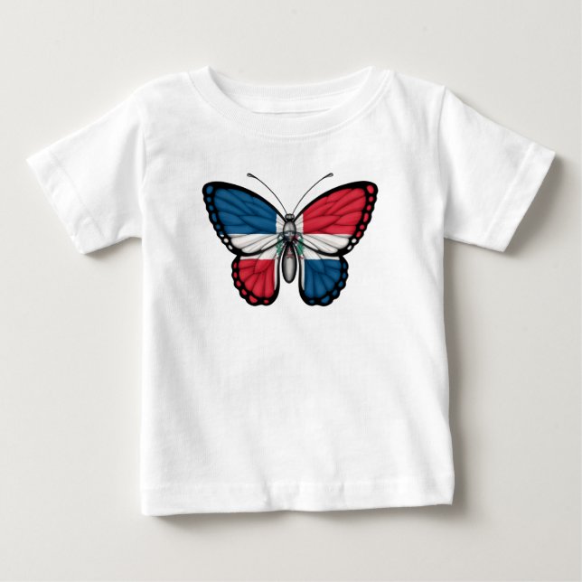 Dominikanska republikenfjärilsflagga t-shirt (Framsida)