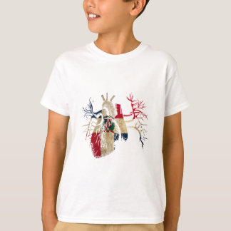 Dominikanska republikenflagga i verklig hjärta tee shirt