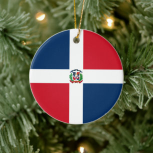 Dominikanska republikens flagga julgransprydnad keramik