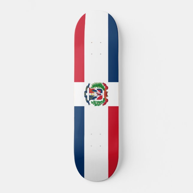 Dominikanska republikens flagga mini skateboard bräda 18,5 cm (Framsida)