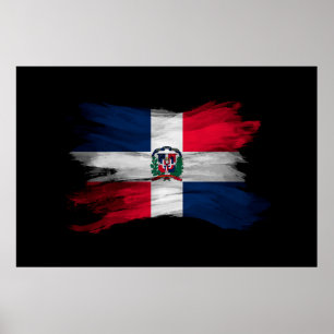 Dominikanska republikens flagga-penseldrag poster