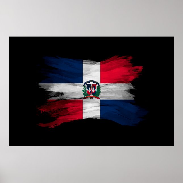 Dominikanska republikens flagga-penseldrag poster (Framsidan)