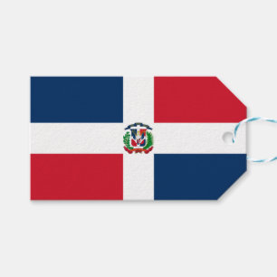 Dominikanska republikens flagga presentetikett