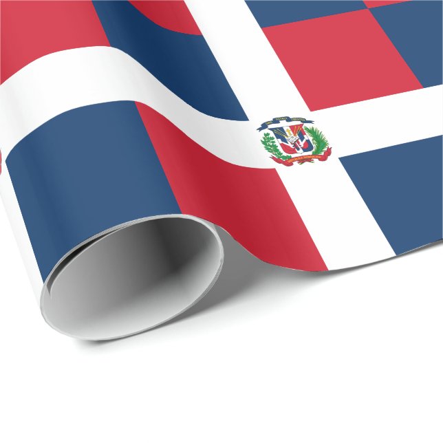 Dominikanska republikens flagga presentpapper (Rullad Hörn)