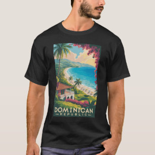 Dominikanska Republikens Strandillustration Resa K T Shirt