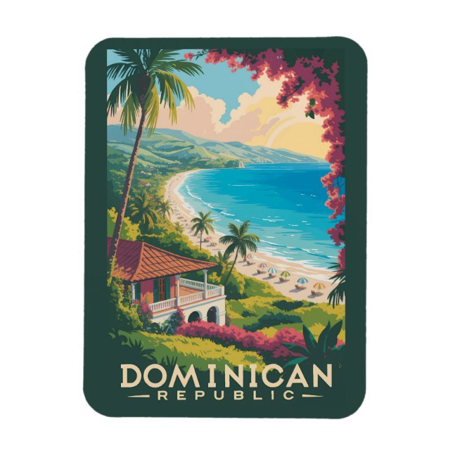 Dominikanska Republikens strandillustration reseko Magnet (Vertikal)