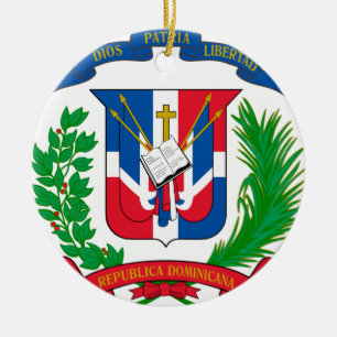 Dominikanska republikenvapensköld julgransprydnad keramik
