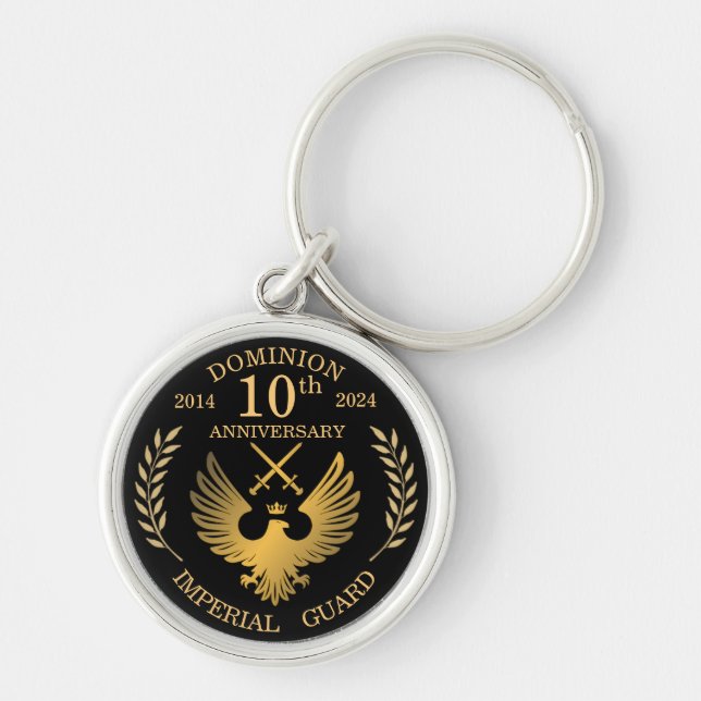 Dominion Imperial Guard 10-årsjubileum Keychain Rund Silverfärgad Nyckelring (Framsidan)