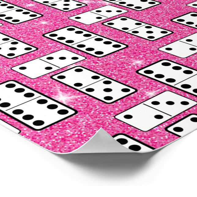 Domino Biet Dominoes Board Game Rosa Glitter Poster (Hörn)
