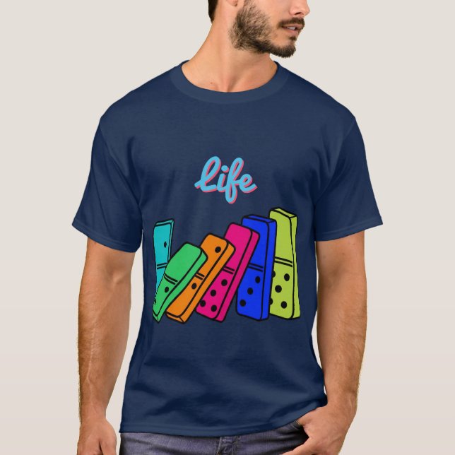 Domino-effekt för anpassadets teckensnitt "Life Ha T Shirt (Framsida)