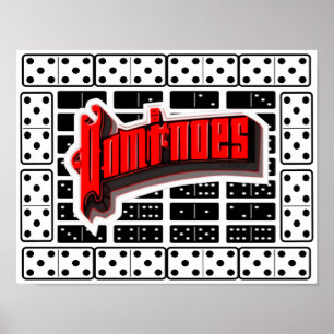 Domino som spelar typografidekoraffischen poster