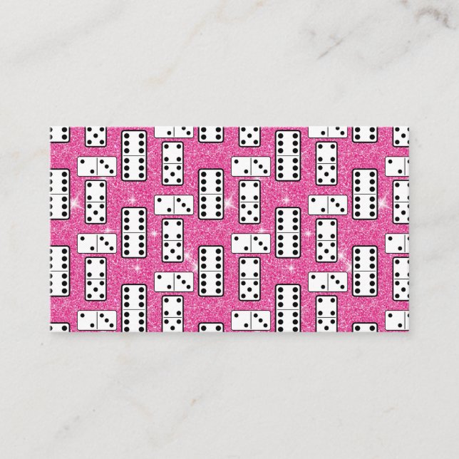 Dominobrickor Dominobräde Pink Glitter Visitkort (Framsida)