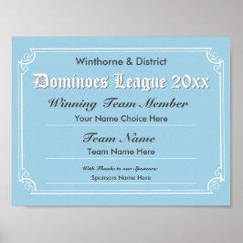 Dominoes Competition Certificate Poster