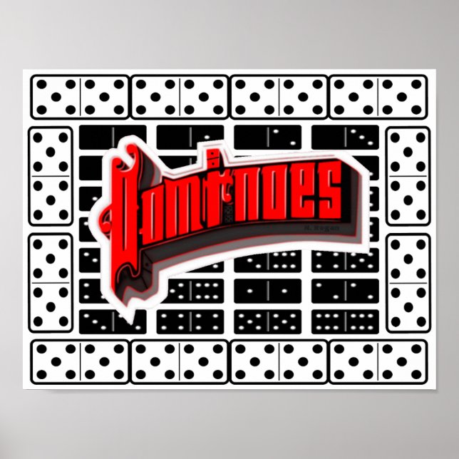 Dominoes Gaming Typography Decor Poster (Framsidan)