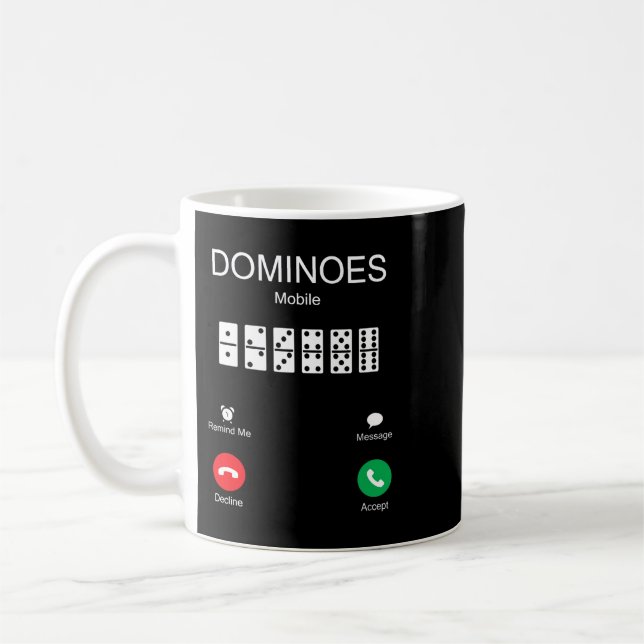 Dominoes kallar lustiga favoritspelarpresenter kaffemugg (Vänster)