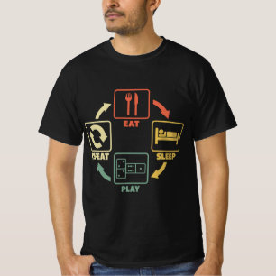 Dominoes Player Älskare Eat Sleft Repeat Gift T Shirt