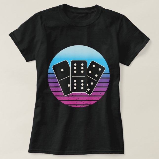 Dominoes Retro Vintage Tile Spelspelare T Shirt (Design framsida)
