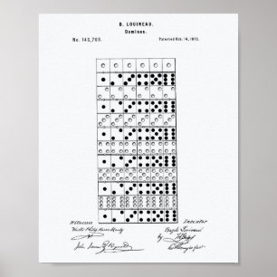 Dominos 1873 Patent Art White Papper Poster