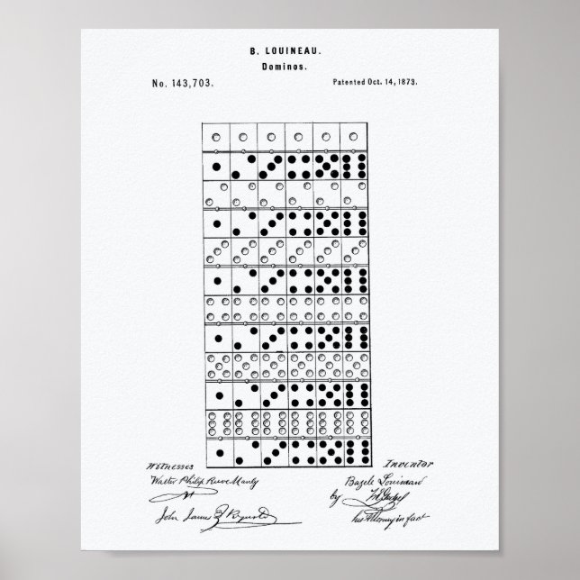 Dominos 1873 Patent Art White Papper Poster (Framsidan)