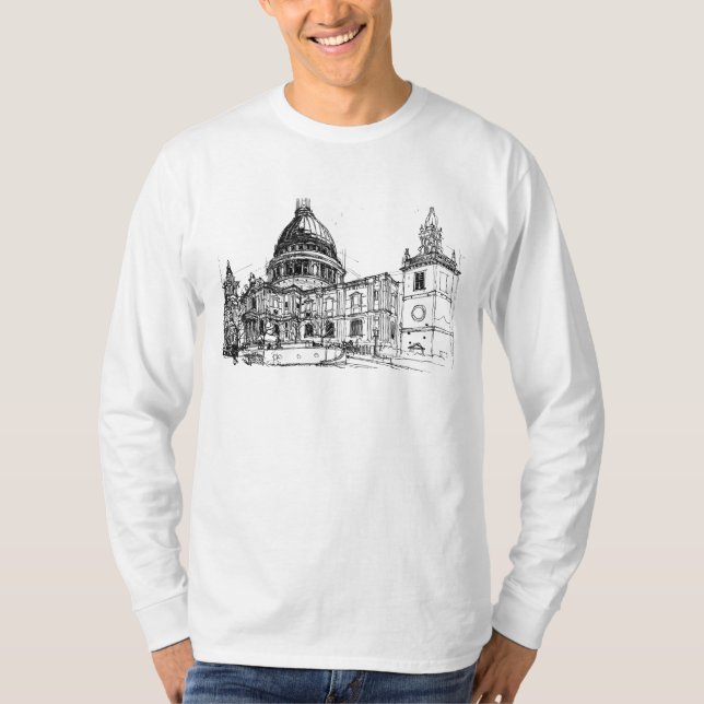 Domkyrka för St. Pauls, London. Skissa T Shirt (Framsida)