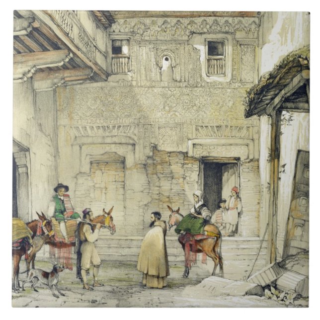 Domstol av moskén (Uteplats de la Mesquita), från Kakelplatta (Framsidan)